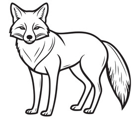 Fox cartoon isolated on white background outline drawing