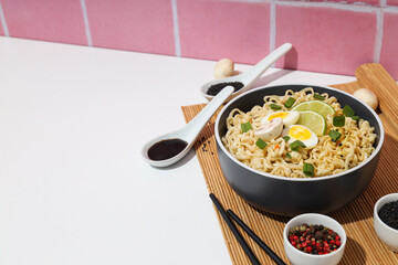 Concept of tasty fast food - instant noodles