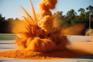 Explosive Orange Dust Eruption Celebration Effect