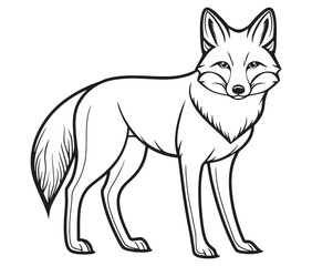 Fox cartoon isolated on white background outline drawing
