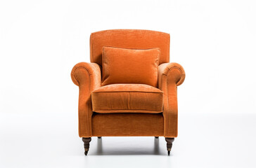 a plush armchair with fabric upholstery and rolled arms
