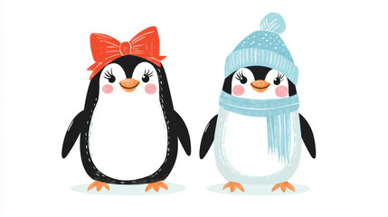 Fototapeta premium Penguin Couple Winter.