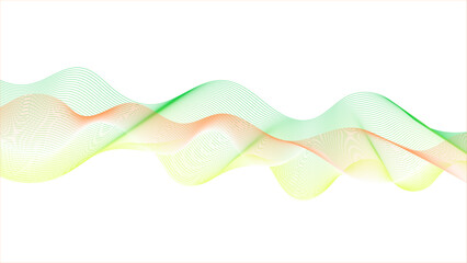 Abstract Green And Blue Waves On White Background. Modern simple halftone wavy lines template design.