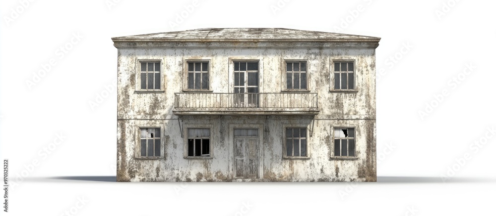Aufkleber 3d model render of an old building on a white background isolated for clear visibility
