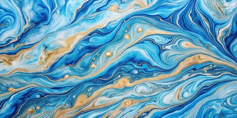 Abstract blue and gold marble swirl pattern with fluid, wavy lines, creating a dynamic and vibrant design, ideal for backgrounds, artistic designs, or creative digital projects with a modern aesthetic