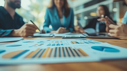 Collaborative Business Team Brainstorming in Modern Boardroom, Analyzing Strategy Together