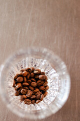 coffee beans on wooden background