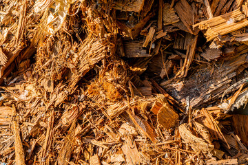 Close-up view of sawdust waste