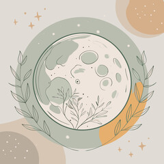 a moon with a tree and a place for text