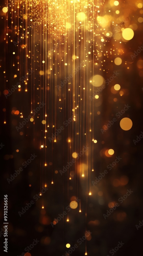 Poster Abstract Golden Lights Background with Bokeh Effect.