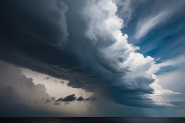 Obraz premium Surreal Moody Weather Systems with Rain-Laden Cumulus Clouds and Dramatic Atmospheric Brilliance