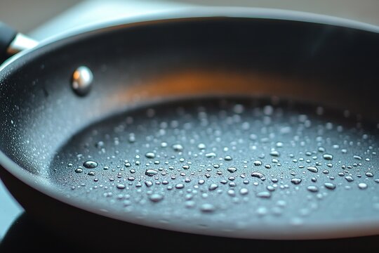 Black and Silver Frying Pan with Teflon Coating.