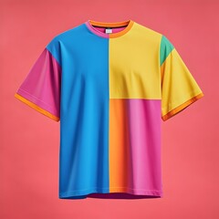 Vibrant Oversize T shirt Mockup with Front and Back Views on Colorful Solid Background