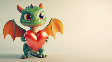 Fototapeta premium Cute Dragon with Heart.
