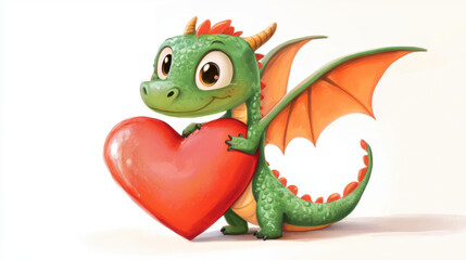Fototapeta premium Cute Dragon with Heart.