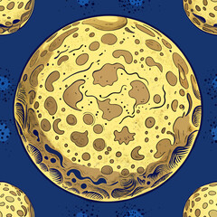 a yellow ball with many dots and the words the word on it
