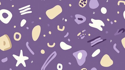 Gender neutral doodle shapes on a seamless purple background A simple whimsical two tone pattern suitable for children s nursery wallpaper or Scandinavian inspired all over print