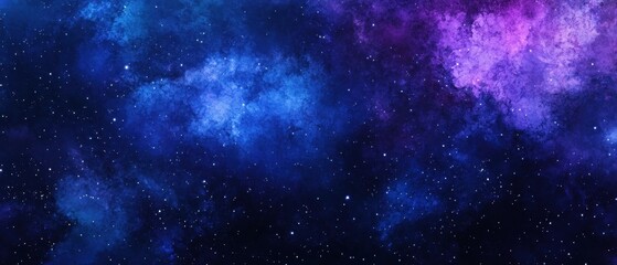 Naklejka premium Abstract Watercolor Galaxy Night Sky with Stars - Cosmic Background