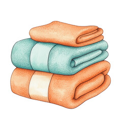towel pile watercolor painting hand drawing clipart transparent