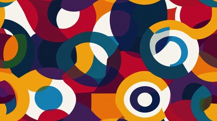 Multicolored geometric circular abstract seamless pattern