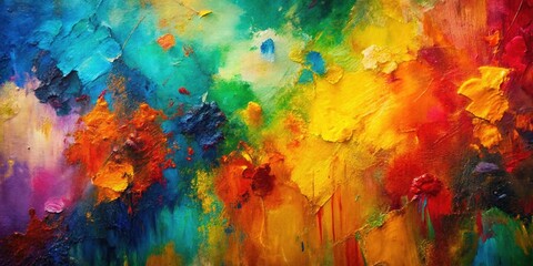 Colorful Abstract Painting with Vibrant Brushstrokes and Texture
