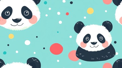 Cute panda illustration on a polka dot background