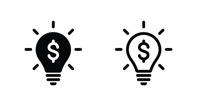 lightbulb with dollar symbol icon vector for web site
