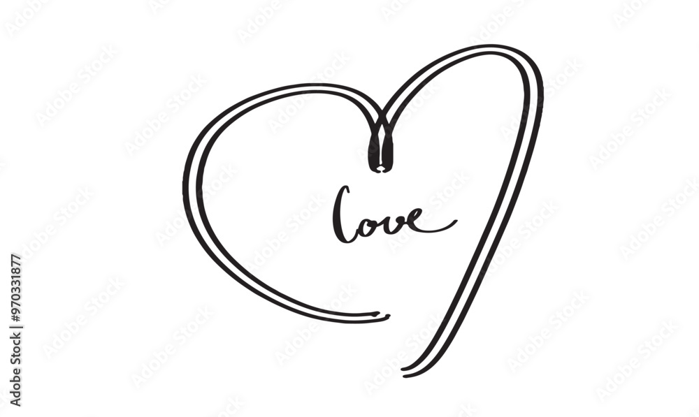 Poster love heart shape black dark color script calligraphy font text line symbol sign vector illustration 