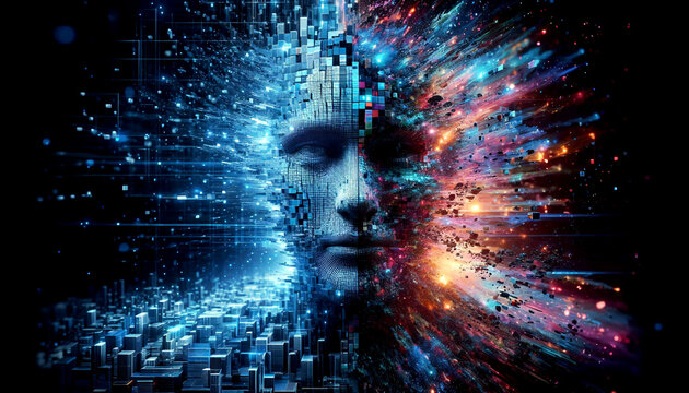Disruptio. Konzept: Neue Dienstleidtungen oder Produkte machen die alten obsolet.
Hightech-Hintergrund, innovativen Grafiken.