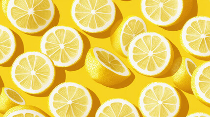 Fototapeta premium Lemon Slices Pattern.
