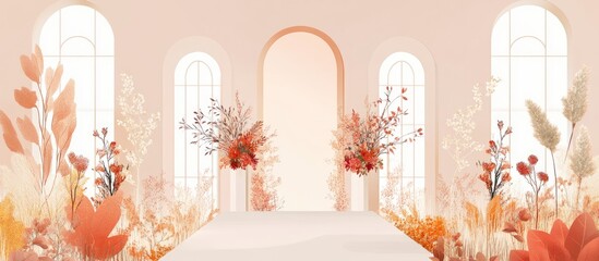 Autumn Wedding Venue Adorned With Floral Decorations