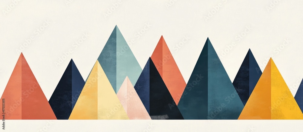 Aufkleber abstract art composition featuring colorful triangular rows