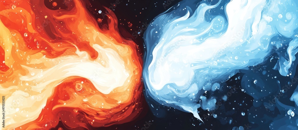 Poster abstract background image of fire and ice elements combined