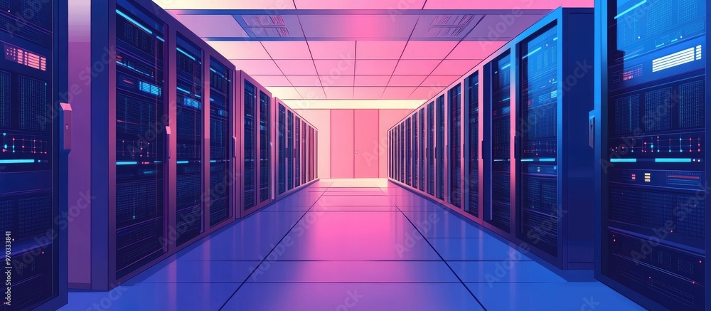 Aufkleber modern secure data center servers photography ai generative