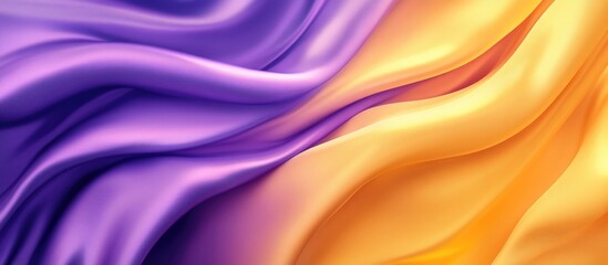 Obraz premium Abstract Luxurious Purple And Yellow Satin Silk Fabric Waves As Background