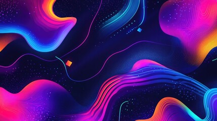 Obraz premium Fluid Patterns In Abstract Neon Glow Wallpapers With Colorful Energetic Dance Music Theme Backgrounds