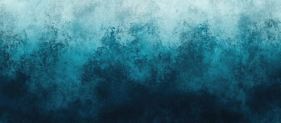 Obraz premium Abstract Panorama Wallpaper Background In Distressed Grainy Paint Stain Gradient Style 3D Illustration Of Textured Paper Surface With Aged And Retro Grunge Blue Teal And Black Tones