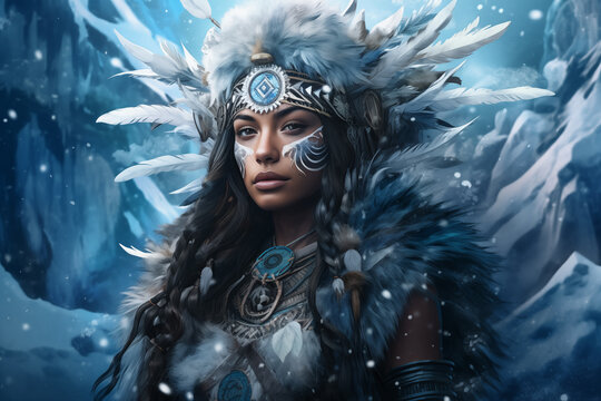 Sedna, Inuit Goddess of the Sea &ndash; Powerful Arctic Mythology Art.  Digital Illustration.