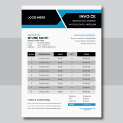 Modern and attractive invoice design template for your professional business.