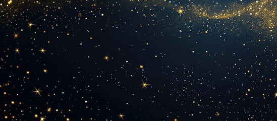 Black Background With Golden Glitter And Stars Scattered