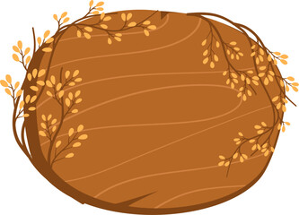 Wooden board with leaf