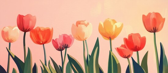 Obraz premium Oil Painting On Canvas Modern Art Colorful Tulips Expressionism