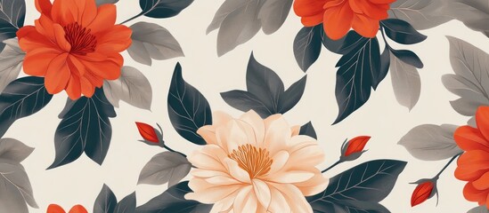 Deco Style Wallpaper Seamless Dahlia Pattern Background