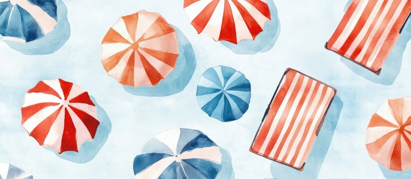 Retro Beach Towel Design Seamless Pattern Watercolor