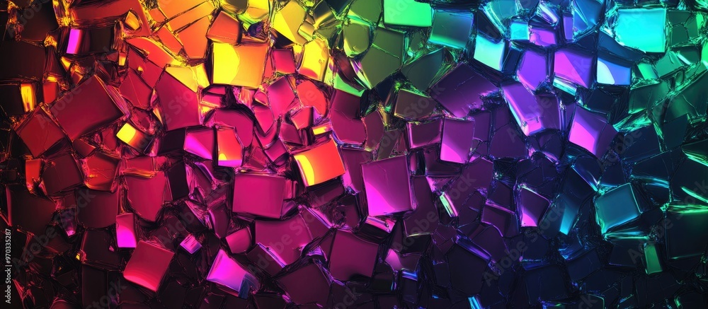 Poster seamless holographic effect background digital iridescent glare dark mirror textured surface optical