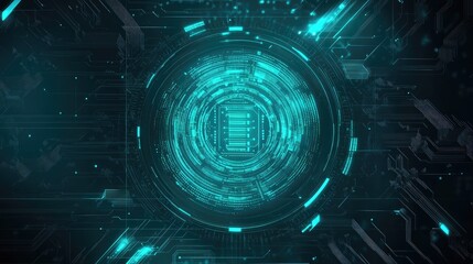 Obraz premium Abstract Thick Biometric Data Background With Futuristic Green Blue Sci Fi Virtual Hologram And Cyberpunk Effect