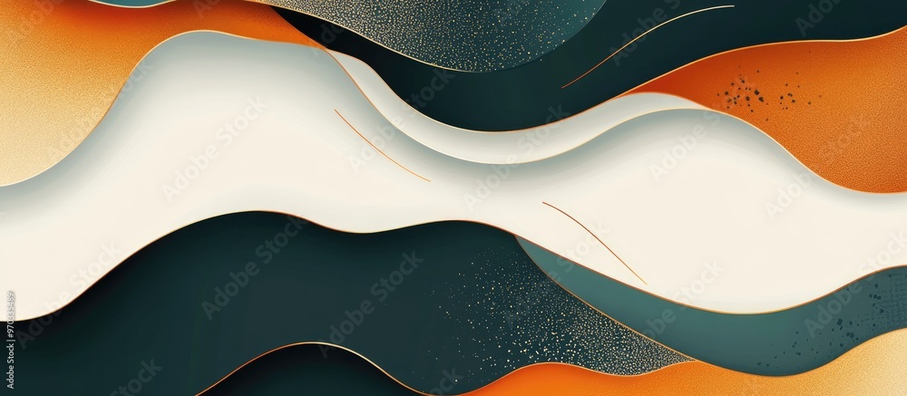 Poster abstract art design with golden elements and textured background