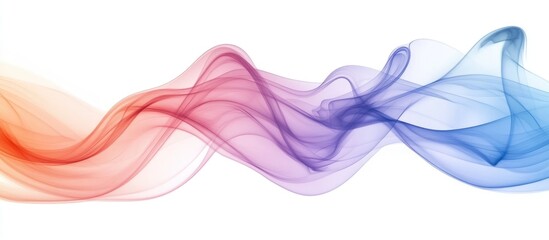 Fototapeta premium Colorful abstract wave smoke against a white backdrop