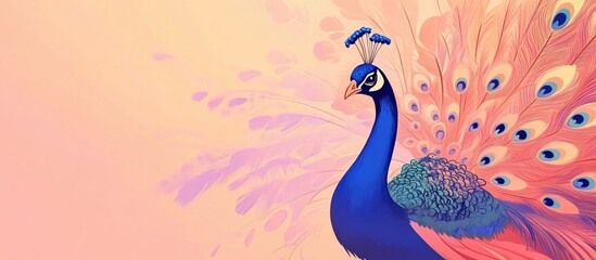 Obraz premium Artistic Fine Art Drawing Of A Peacock Isolated On A Background