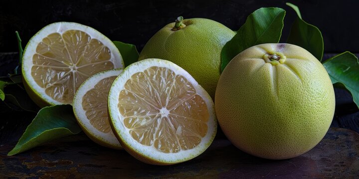 Pomelo, also known as Shaddock, is the largest citrus fruit from the Rutaceae family and serves as the primary precursor to grapefruit.